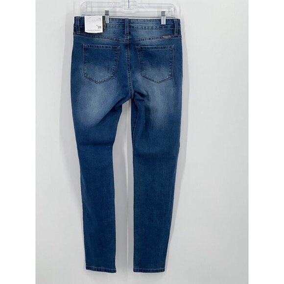 KanCan Midrise Supper Skinny Jeans Womens Size 9/28 NWT Medium Wash Whiskering - Picture 2 of 11